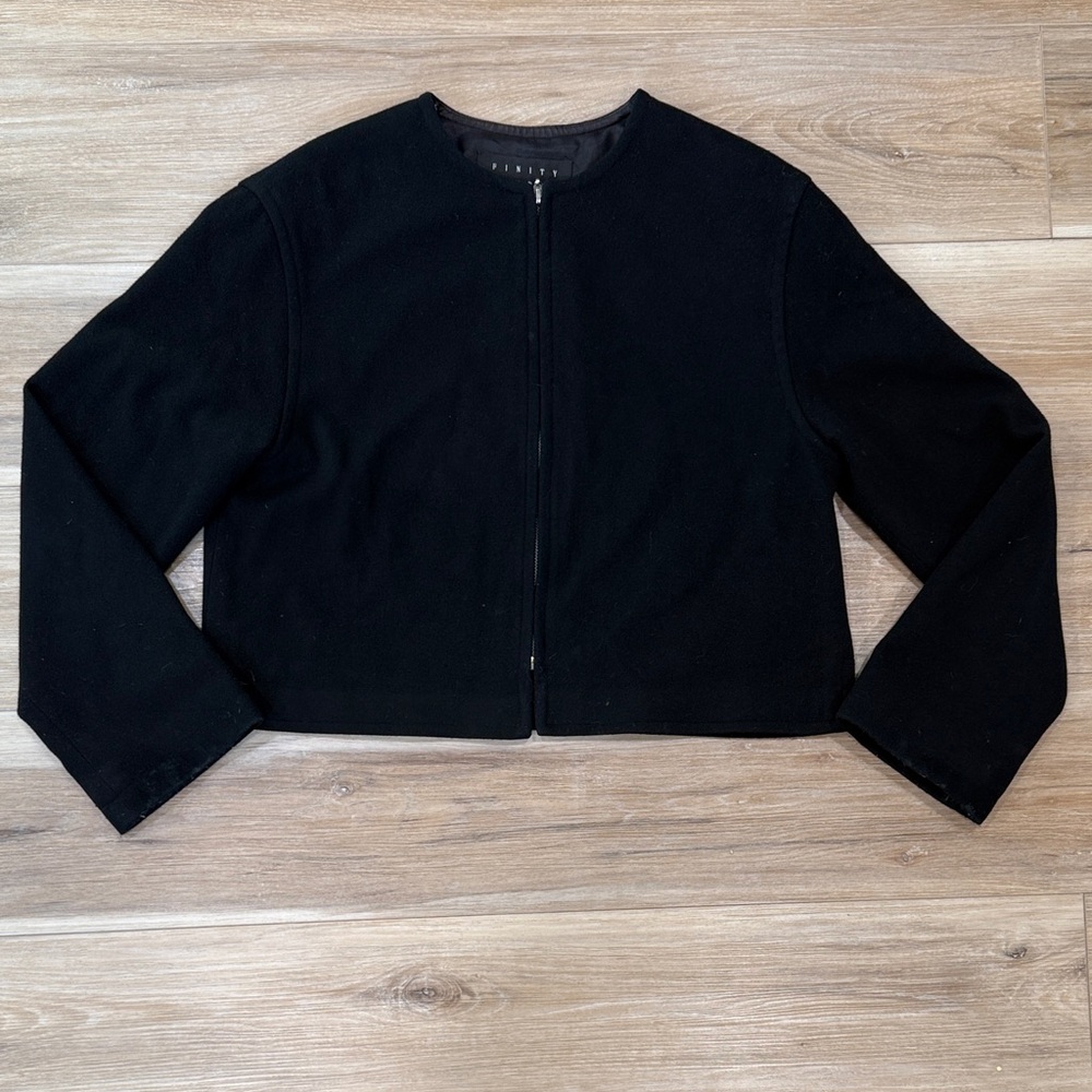 Finity Black Cropped Zip Up Wool Jacket - image 1